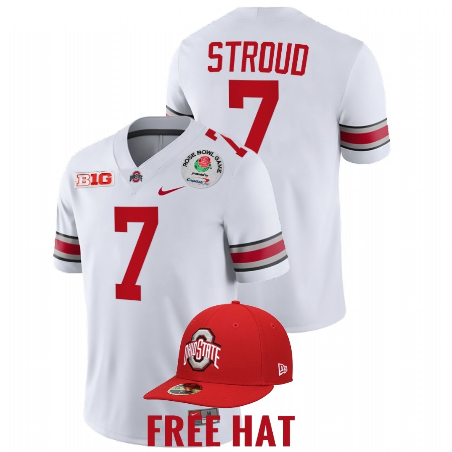 Ohio State Buckeyes Men's NCAA C.J. Stroud #7 White Rose Bowl 2022 Playoff College Football Jersey DCT4349GJ